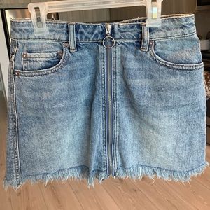 Free People Zip Up Jean Skirt